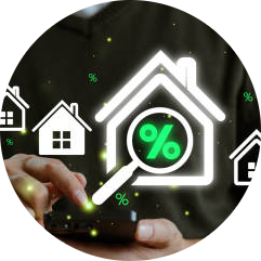 Digital mortgage percentage house search concept